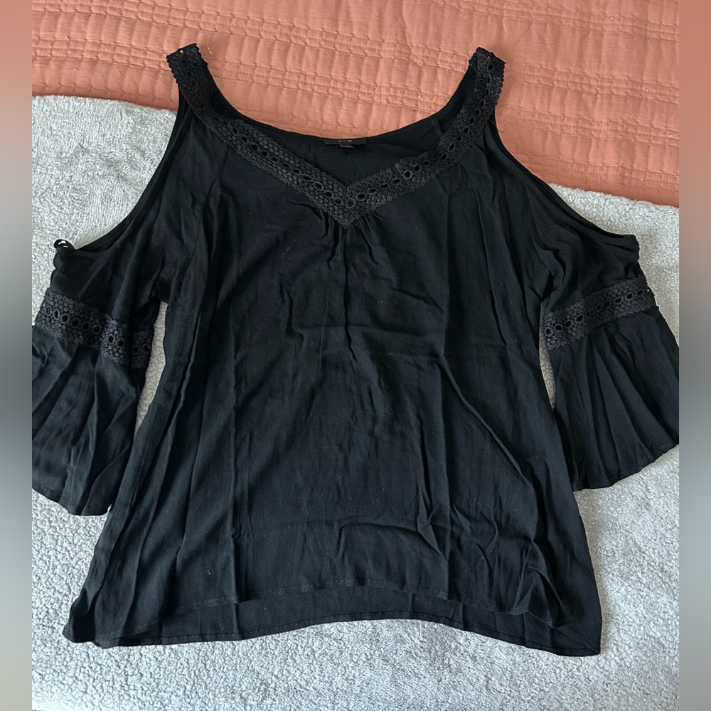 Black Cold Shoulder Lace Top